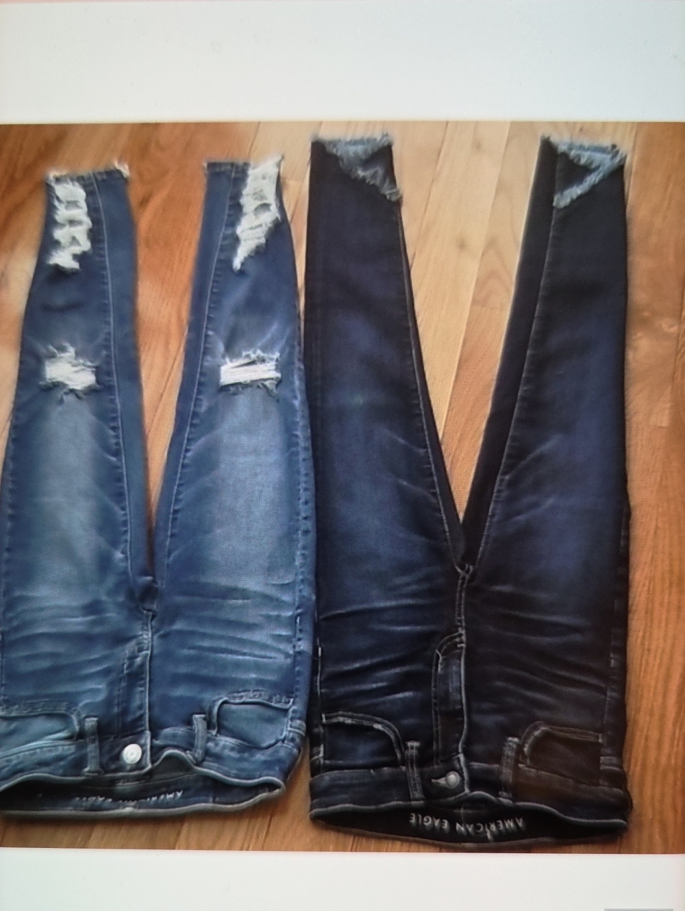 Women’s Distressed Skinny Jeans in Dark Blue and Medium Blue